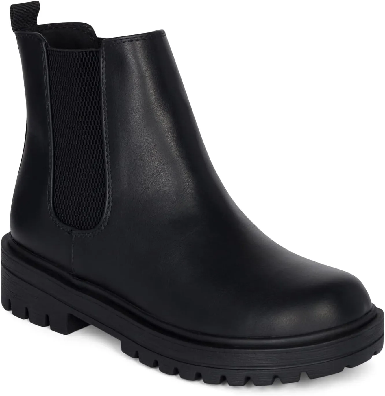 KRISTINA Women's Lug Sole Low Heel Chelsea Fashion Ankle Bootie w/Double Elastic Gore