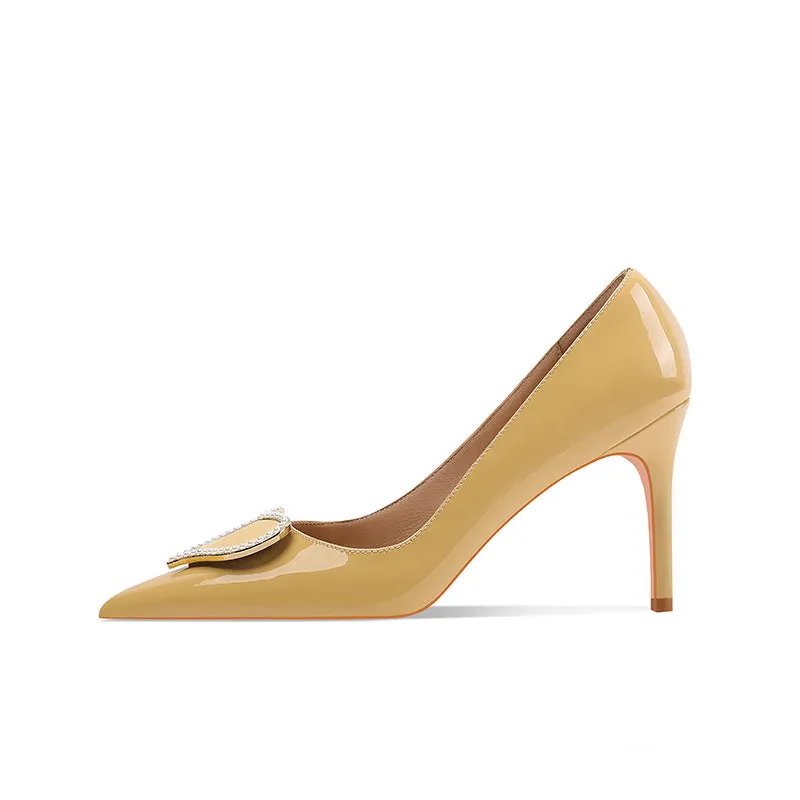 Ladies Pointy Toe Stiletto Heels With Heart-shaped Design