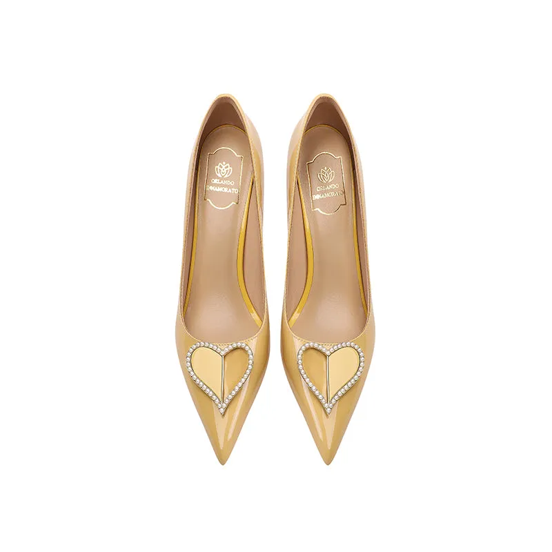 Ladies Pointy Toe Stiletto Heels With Heart-shaped Design