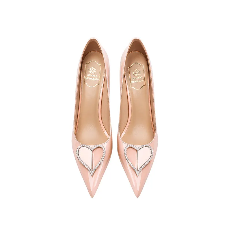 Ladies Pointy Toe Stiletto Heels With Heart-shaped Design