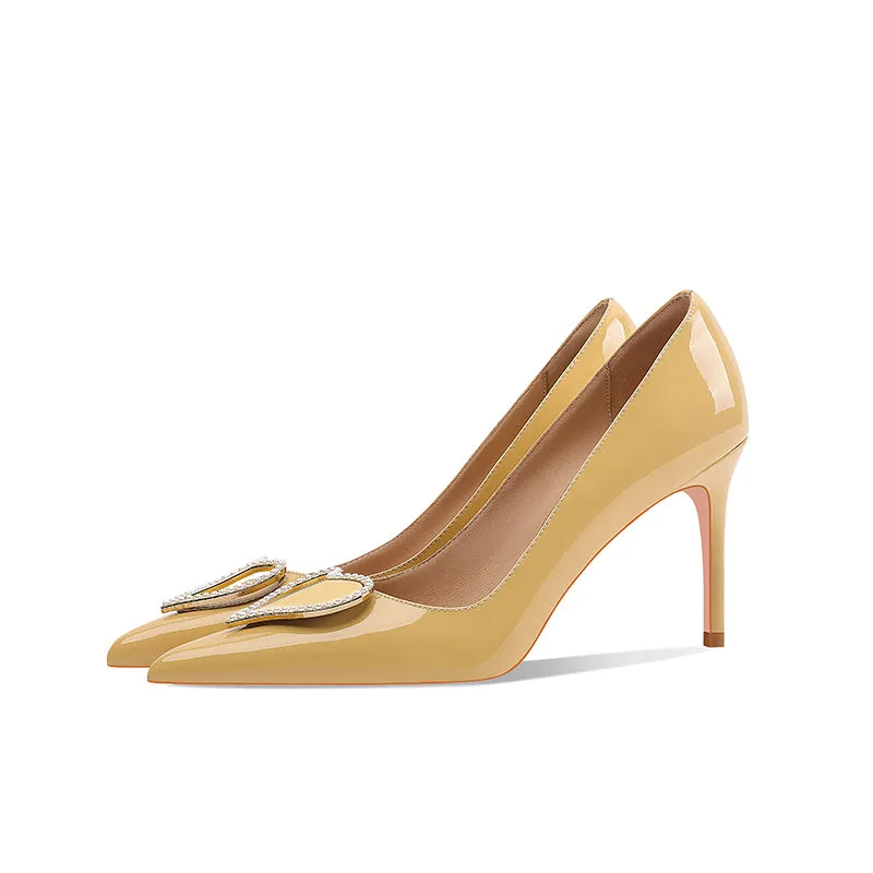 Ladies Pointy Toe Stiletto Heels With Heart-shaped Design