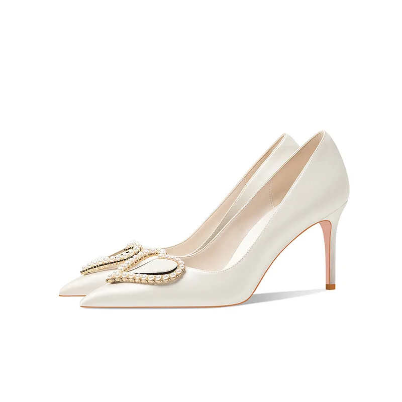 Ladies Pointy Toe Stiletto Heels With Heart-shaped Design