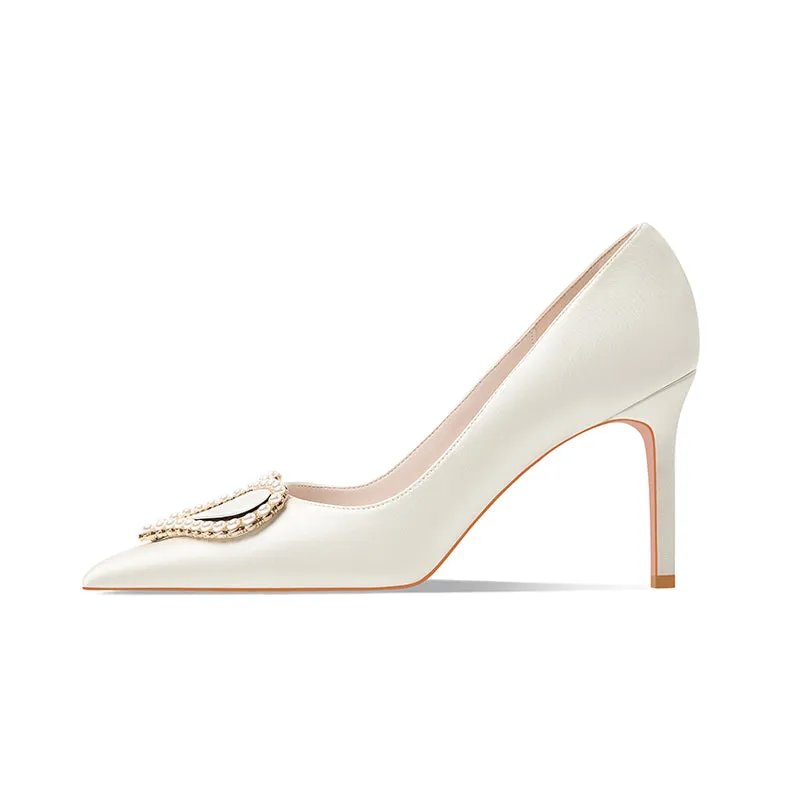Ladies Pointy Toe Stiletto Heels With Heart-shaped Design
