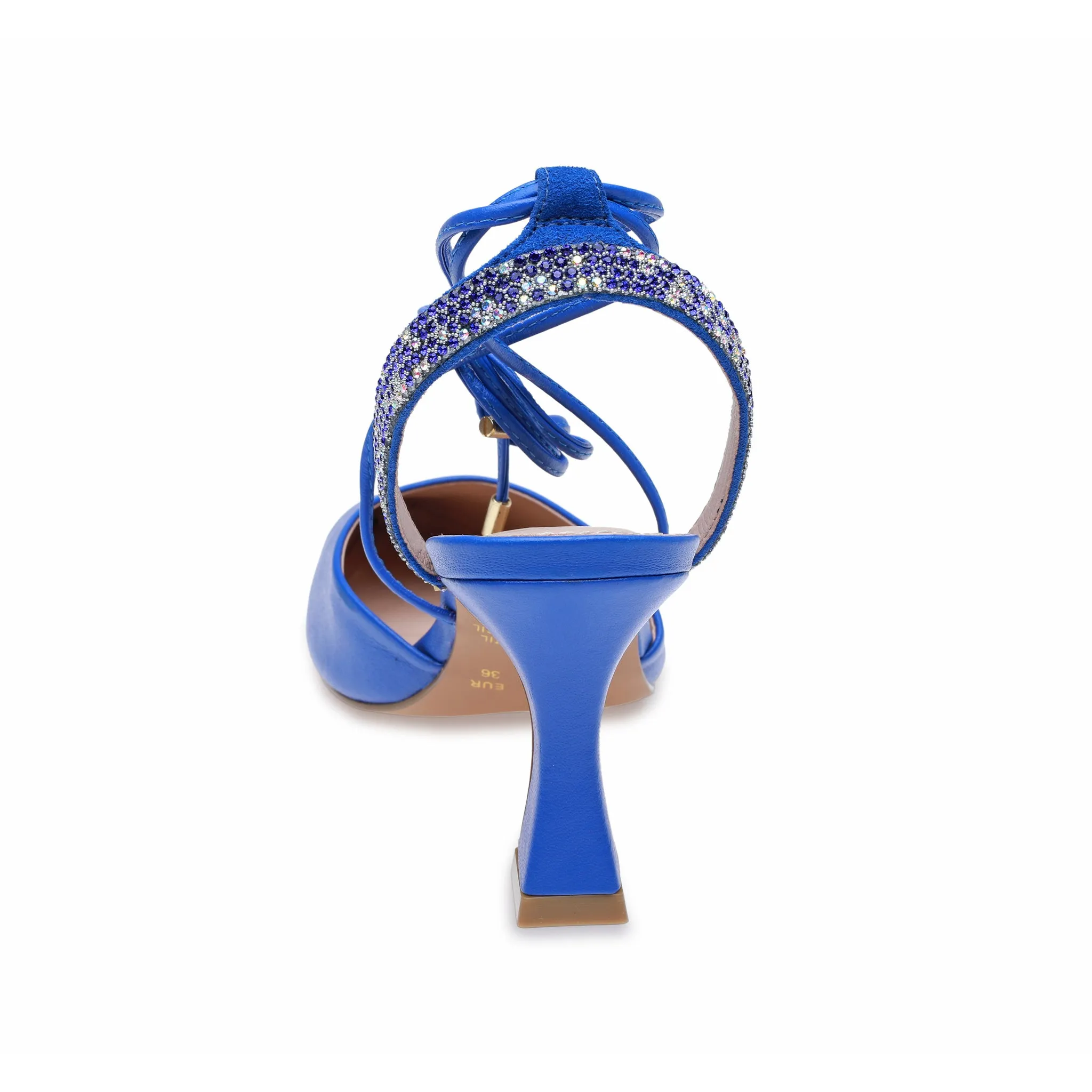 Lapis Blue Jewelled Ankle Strap Heels