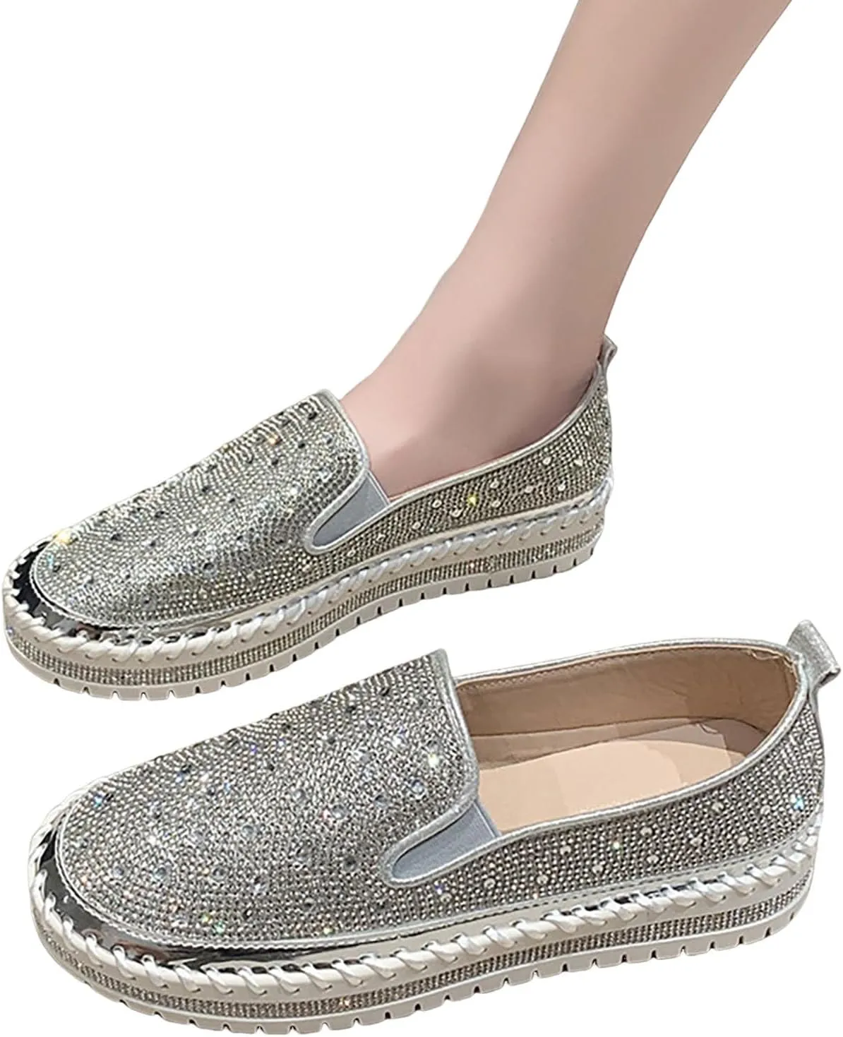 Large Size Foreign Trade 2024 Spring and Autumn New Thick Sole Lazy Casual Korean Edition Casual Womens Shoes Size 9