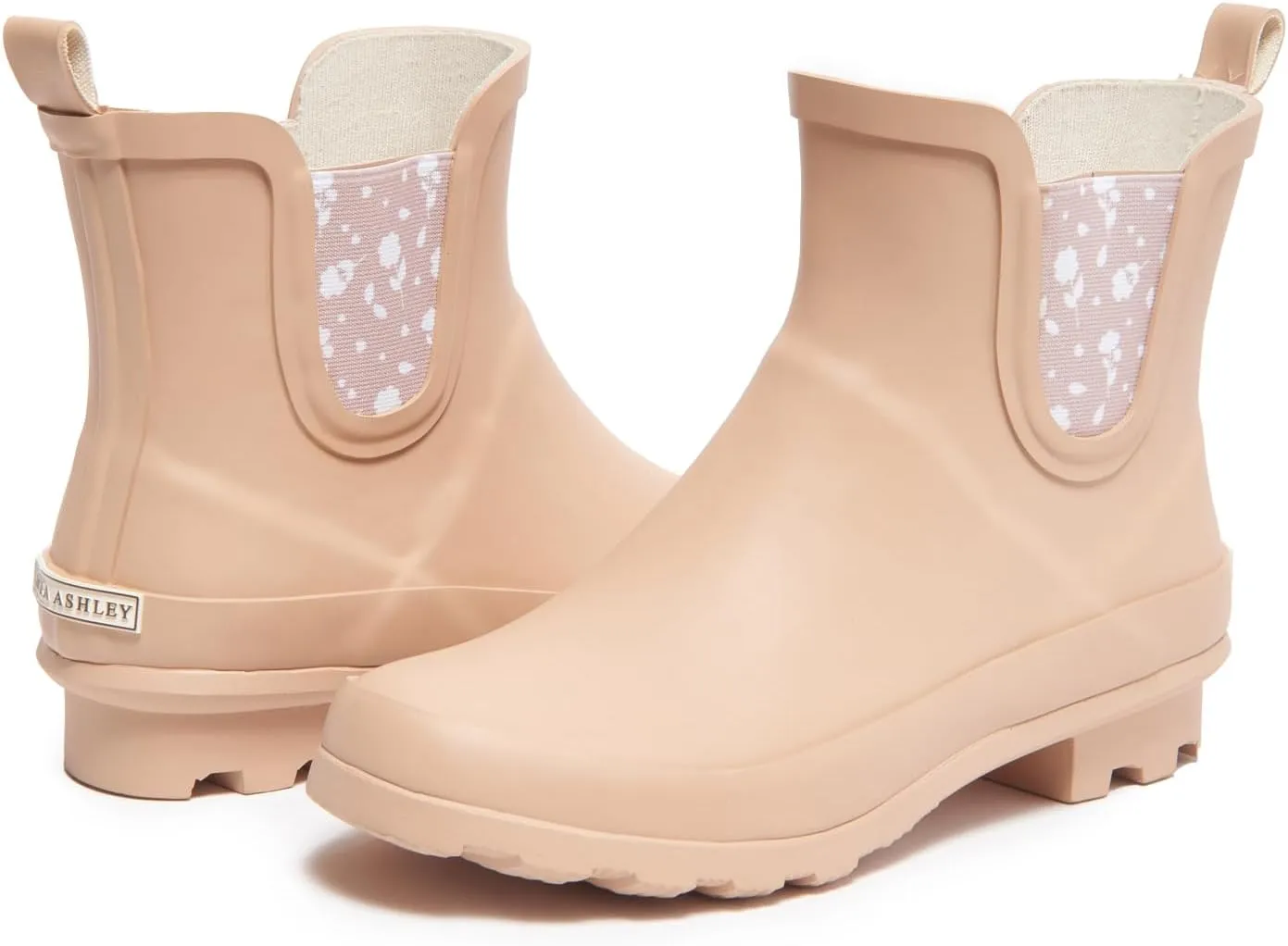 Laura Ashley Ladies Mid Cut Ankle Height Rubber Rain Boots, Lightweight Waterproof Booties for Women