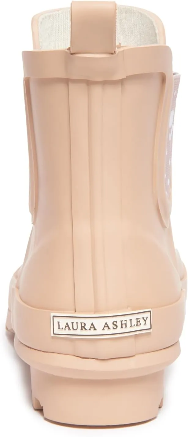 Laura Ashley Ladies Mid Cut Ankle Height Rubber Rain Boots, Lightweight Waterproof Booties for Women