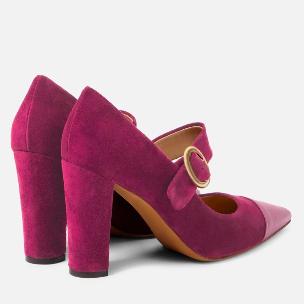 LEHOOR Women Chunky High Heel Mary Jane Pumps Pointed Toe Ankle Strap Dress Pumps Cap Toe Mary Jane Block Heels 3 inch 4-11 M US