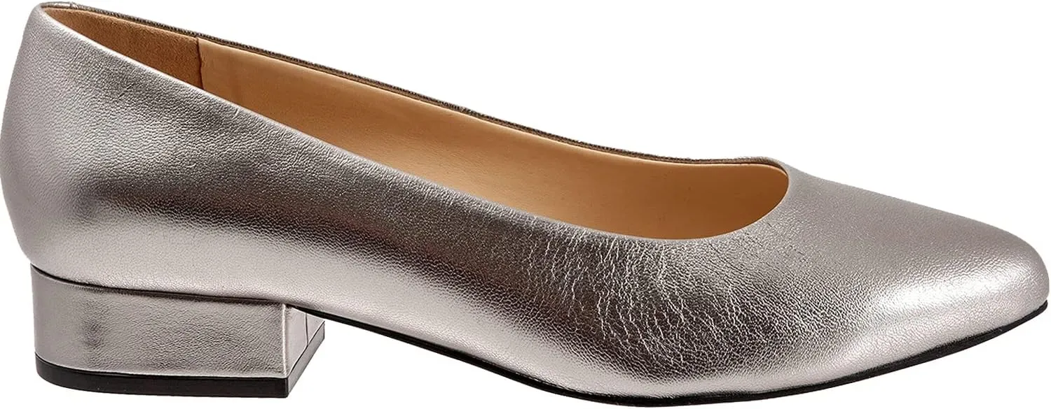 LEHOOR Women Low Chunky Block Heel Pumps Pointed Toe Slip On Flats Shoes Comfort 1.5 Inch Thick Heels Pointy Closed Toe Dress Sandals Suede Patent Office Work Pump Ladies Basic Classic Retro 4-11 M US