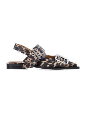 Leopard Satin Feminine Buckle Ballerinas