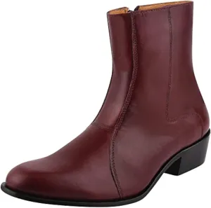 LIBERTYZENO Mens Chelsea Side Zipper Ankle Boots Snake Print Leather Retro Dress Boots