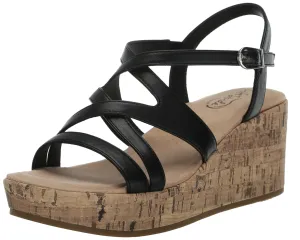 LifeStride Womens Bailey Strappy Platform Wedge Sandals Black 6 W