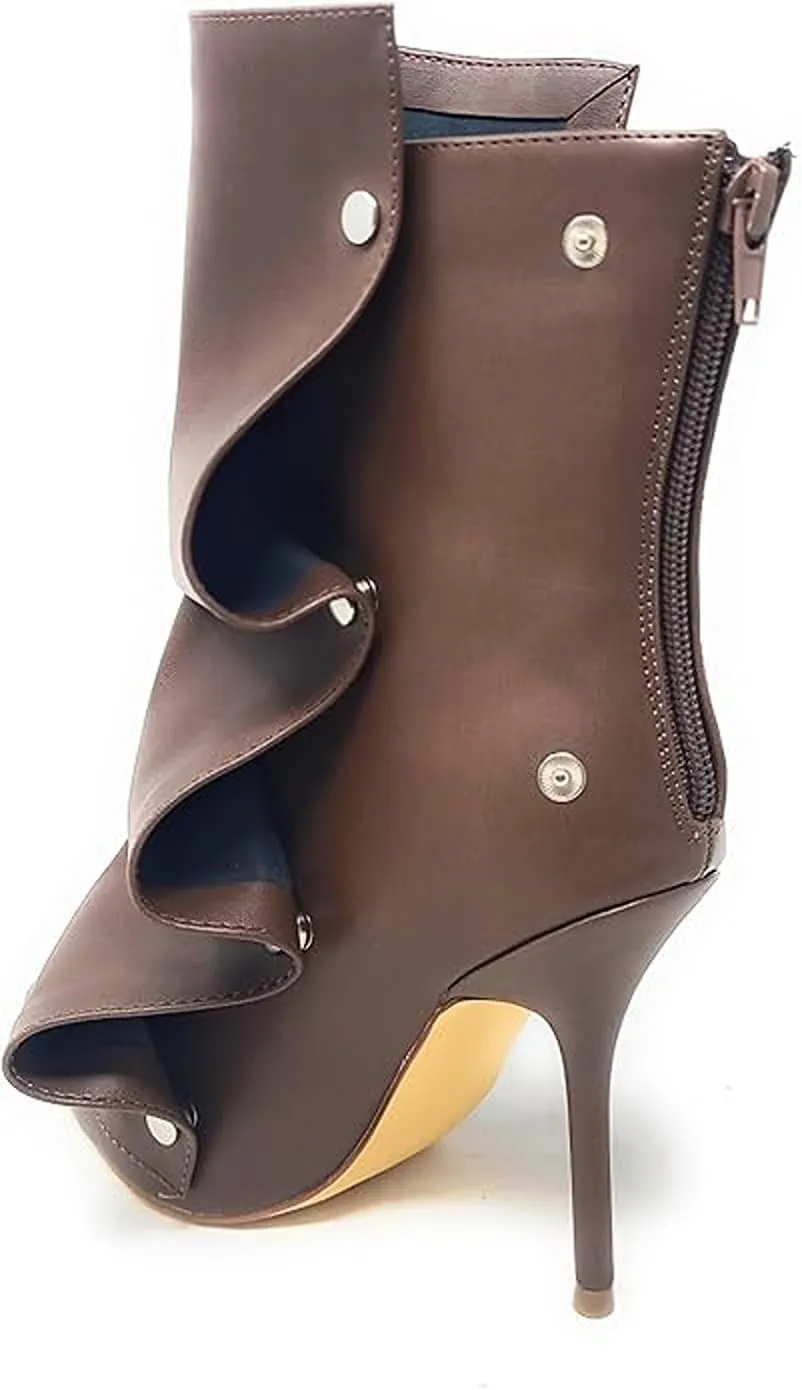 Liliana Women's Pointed Toe High Heels Button Detachable Fold Over Boots