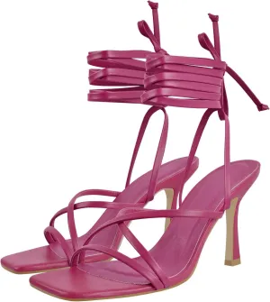 LISHAN Women's Stiletto High Heels Strappy Lace Up Sandals