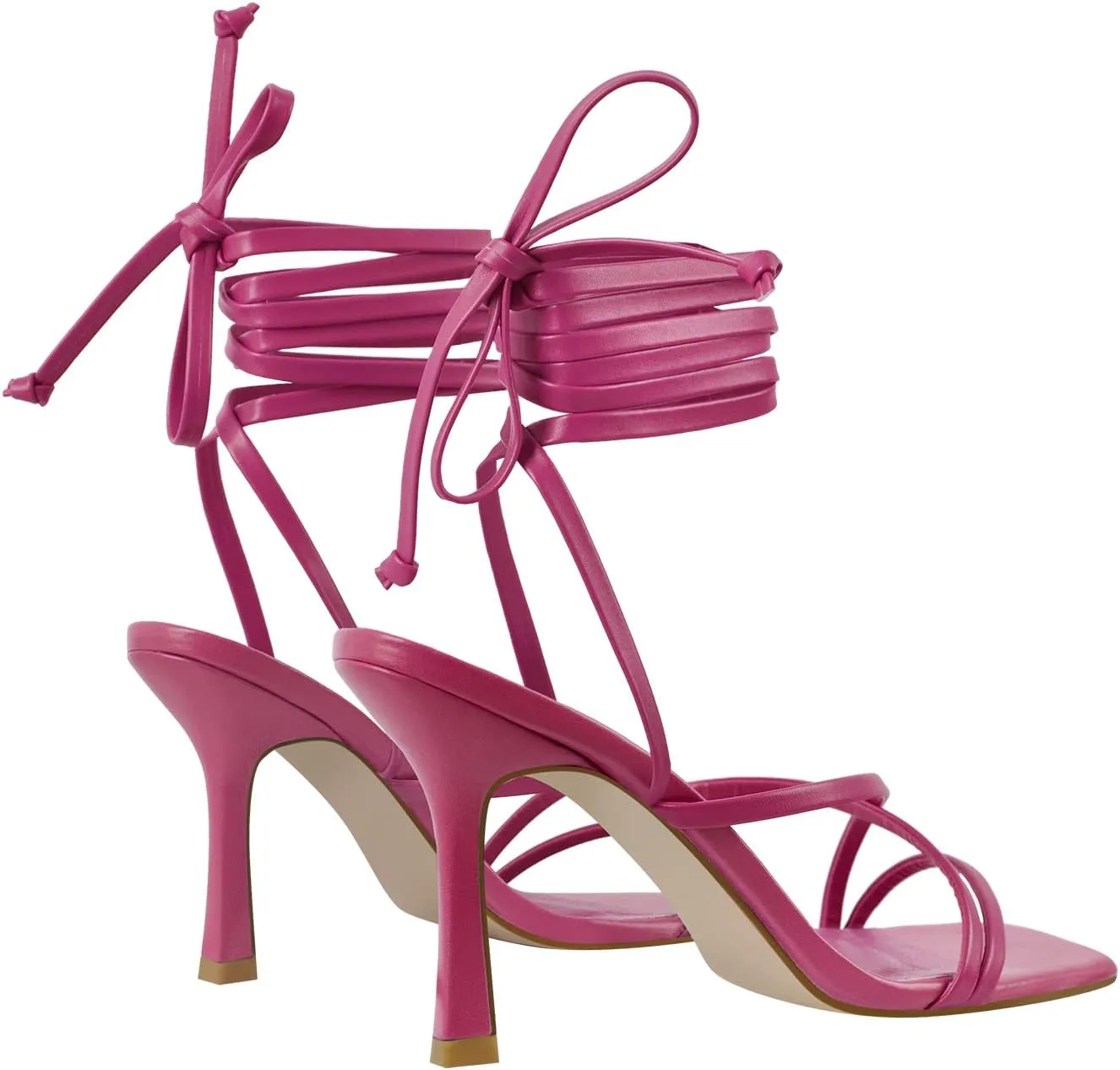 LISHAN Women's Stiletto High Heels Strappy Lace Up Sandals