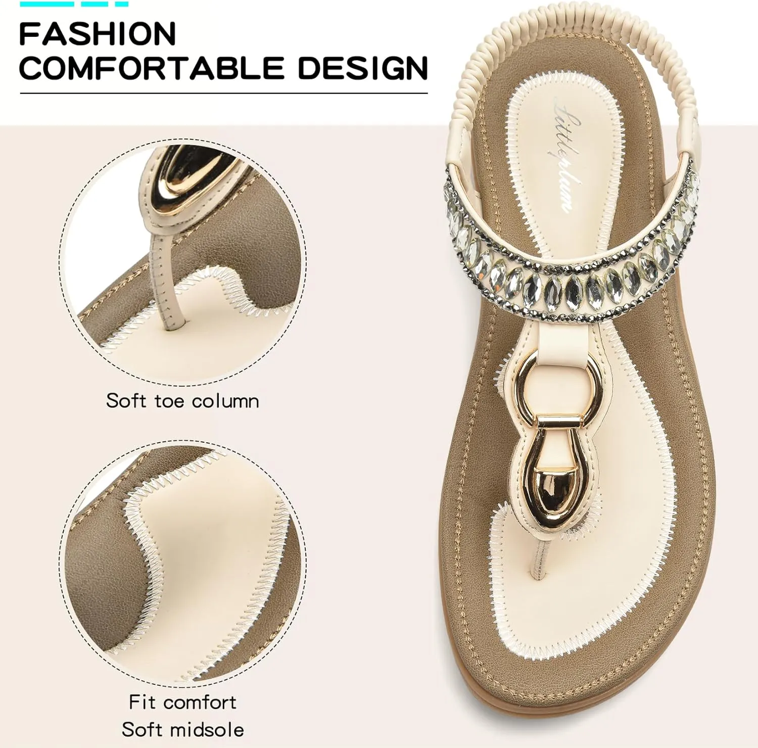 Littleplum Womens Sandals Comfort Arch Support Sandals Summer Walking Shoes Casual Ankle Elastic Flip Flops Shoes