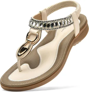 Littleplum Womens Sandals Comfort Arch Support Sandals Summer Walking Shoes Casual Ankle Elastic Flip Flops Shoes