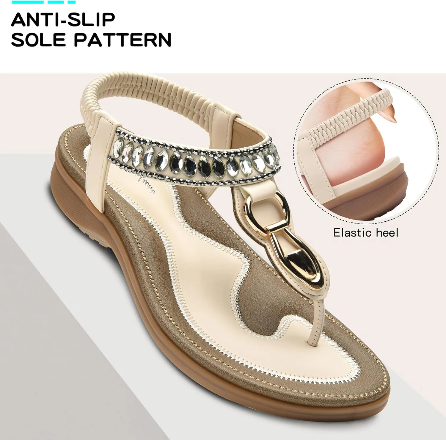 Littleplum Womens Sandals Comfort Arch Support Sandals Summer Walking Shoes Casual Ankle Elastic Flip Flops Shoes
