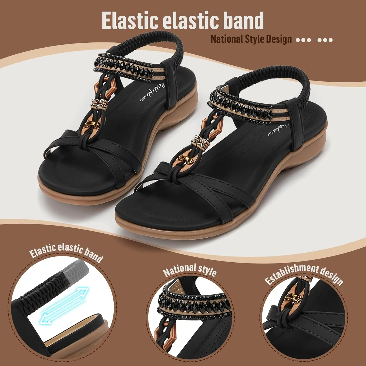Littleplum Womens Sandals Comfort Arch Support Sandals Summer Walking Shoes Casual Ankle Elastic Flip Flops Shoes