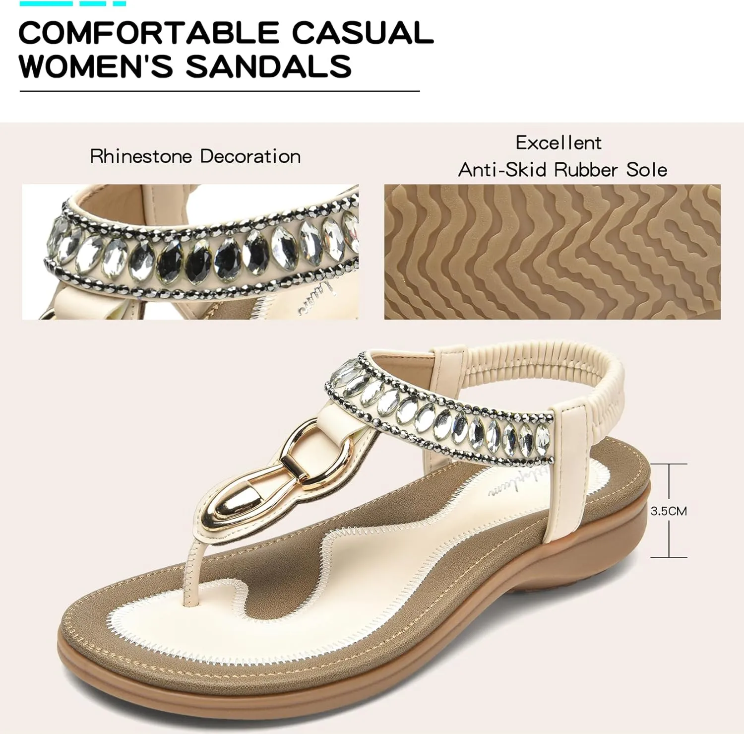 Littleplum Womens Sandals Comfort Arch Support Sandals Summer Walking Shoes Casual Ankle Elastic Flip Flops Shoes