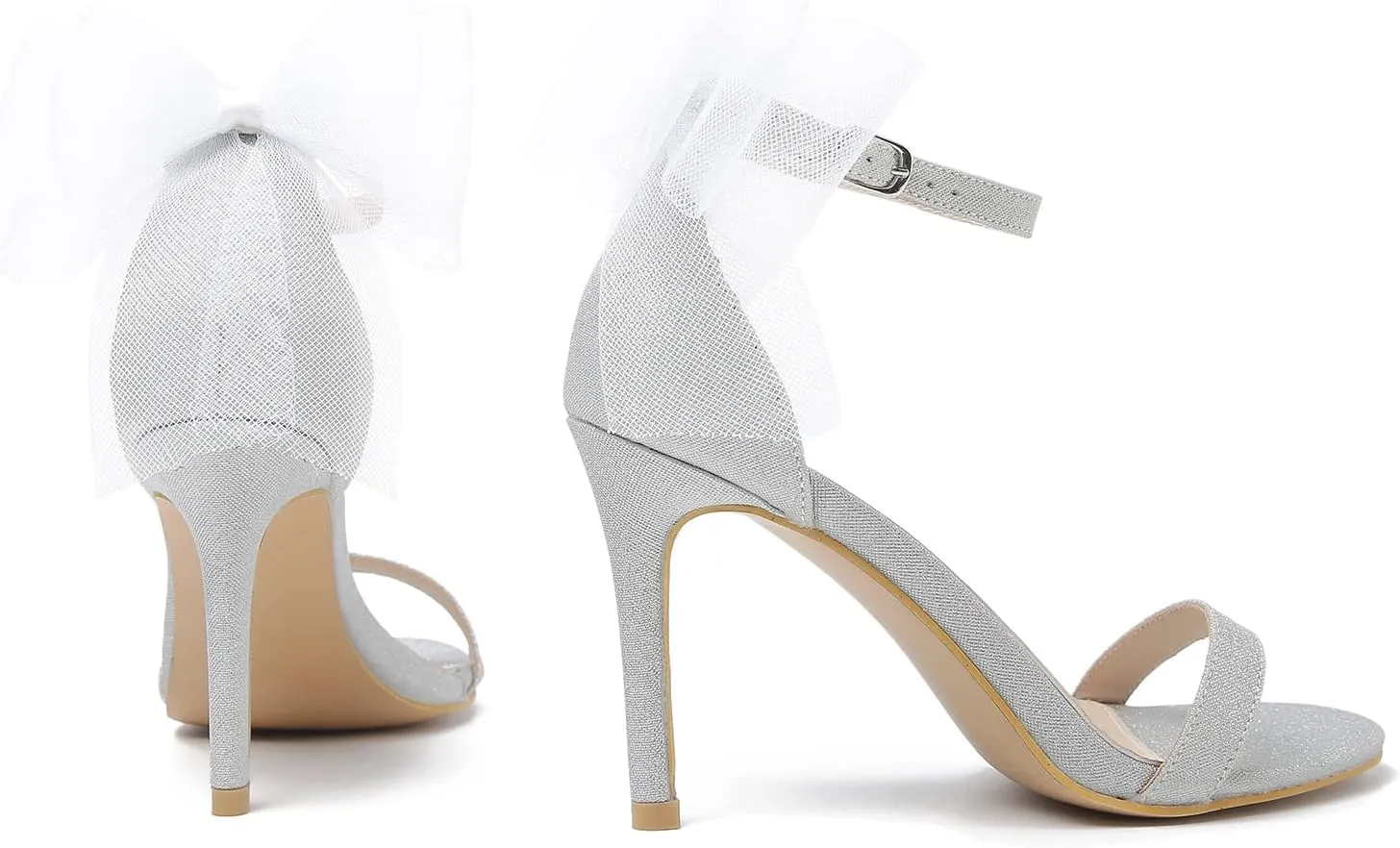 LIURUIJIA Women's Open Toe Stiletto Heels with Bow One Strap Sandals Wedding Party Prom Dress Shoes