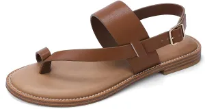 Luffymomo Women's Thong Flat Sandals Adjustable Ankle Buckle Summer Sandal Casual Open Toe Fisherman Shoes