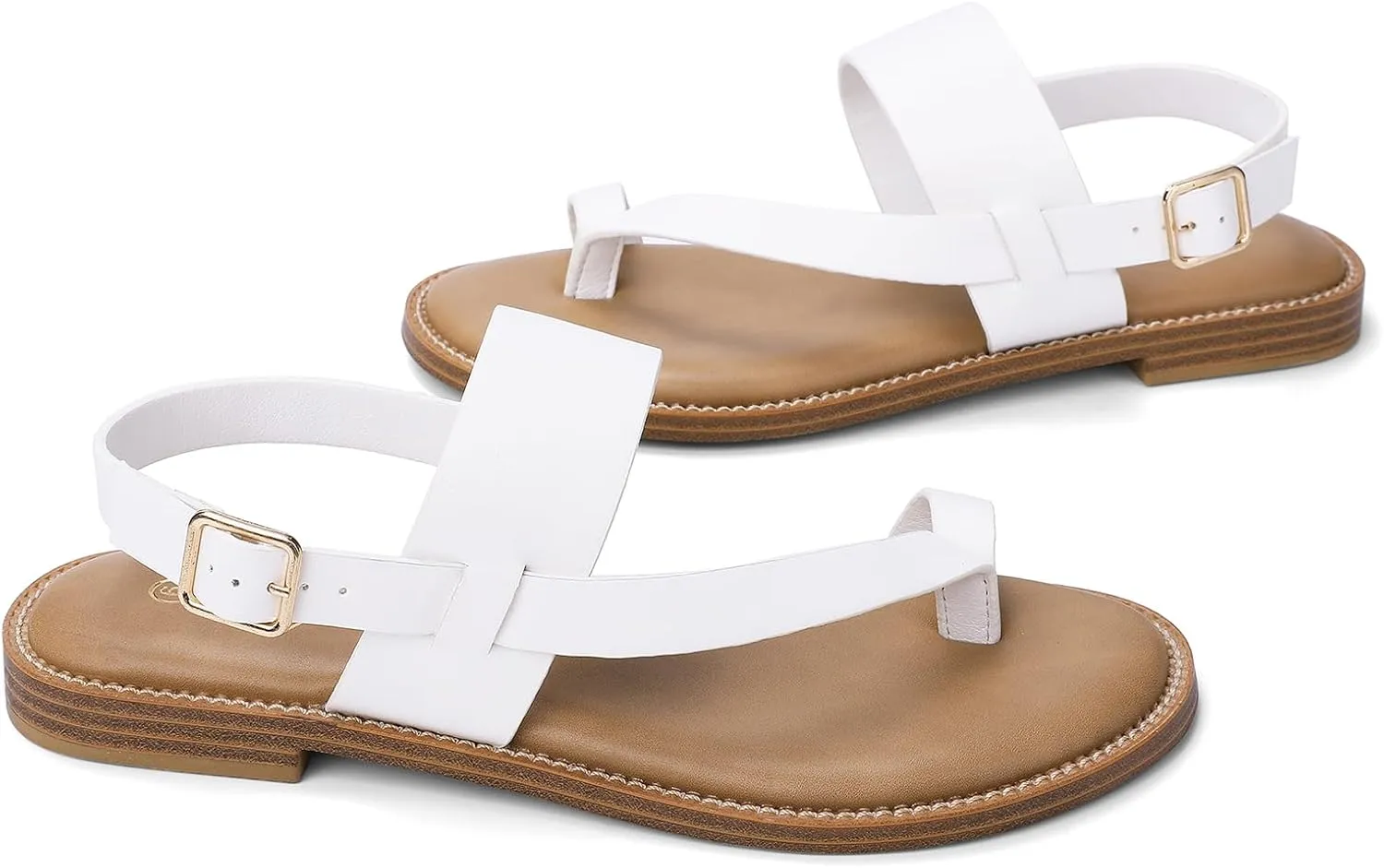 Luffymomo Women's Thong Flat Sandals Adjustable Ankle Buckle Summer Sandal Casual Open Toe Fisherman Shoes