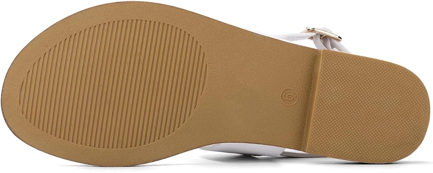 Luffymomo Women's Thong Flat Sandals Adjustable Ankle Buckle Summer Sandal Casual Open Toe Fisherman Shoes