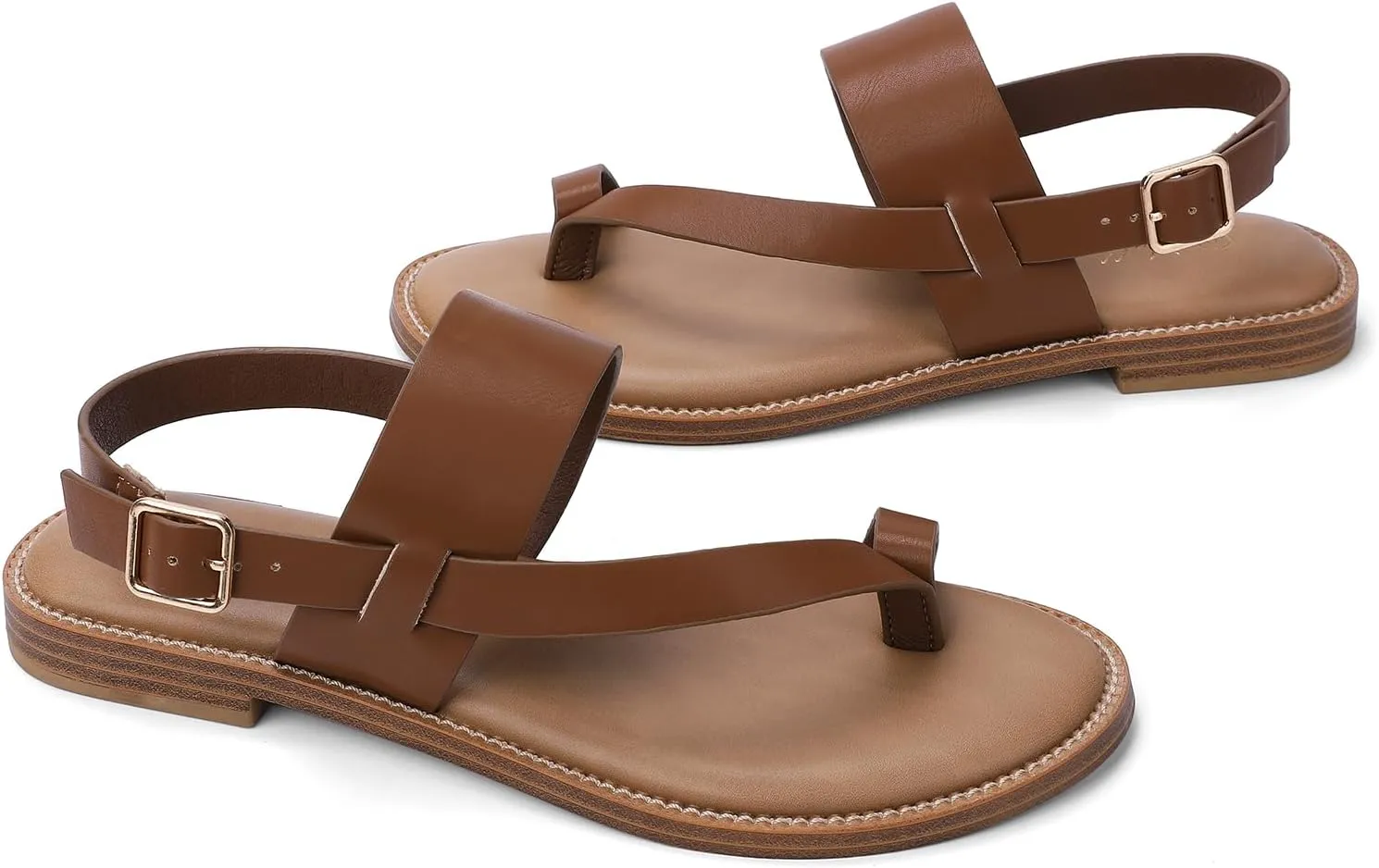 Luffymomo Women's Thong Flat Sandals Adjustable Ankle Buckle Summer Sandal Casual Open Toe Fisherman Shoes