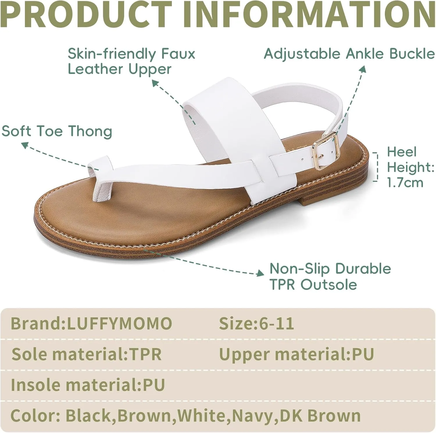 Luffymomo Women's Thong Flat Sandals Adjustable Ankle Buckle Summer Sandal Casual Open Toe Fisherman Shoes
