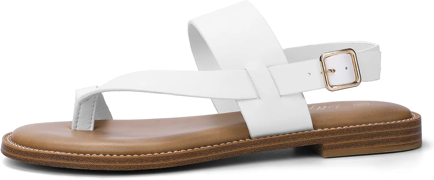 Luffymomo Women's Thong Flat Sandals Adjustable Ankle Buckle Summer Sandal Casual Open Toe Fisherman Shoes