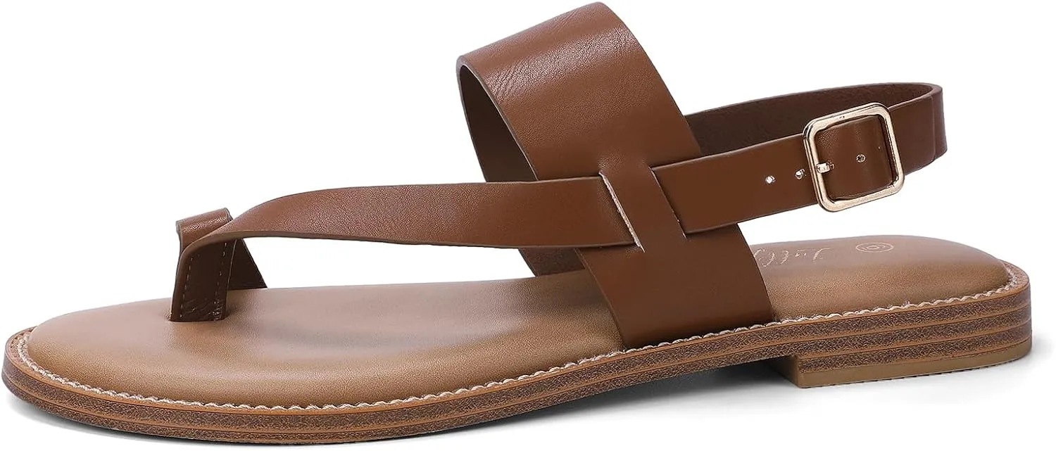 Luffymomo Women's Thong Flat Sandals Adjustable Ankle Buckle Summer Sandal Casual Open Toe Fisherman Shoes