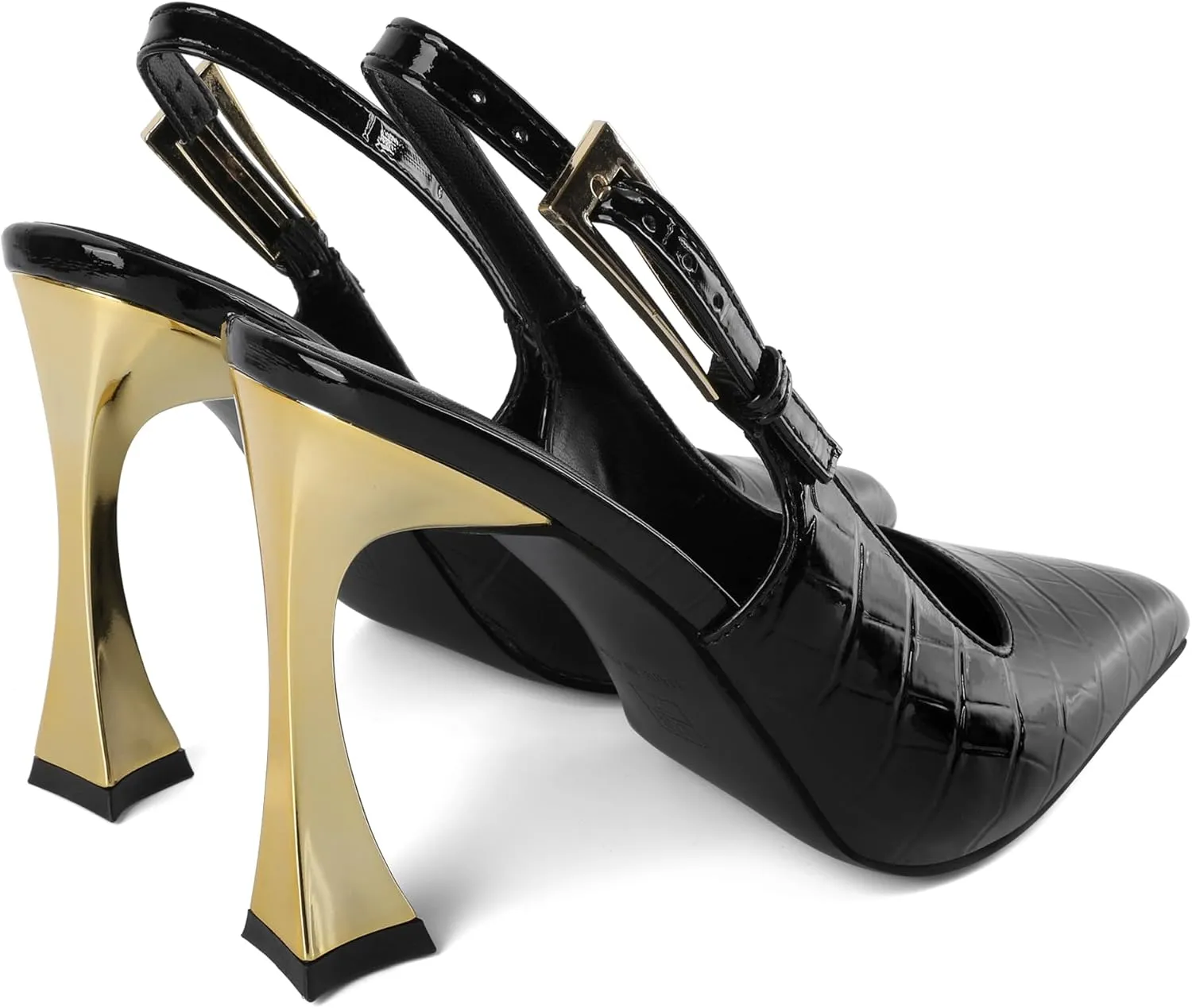 Mallyteeds Slingback Heels for Women Square Pointed Toe Slip On Stilettos High Heel Pumps Shoes Dressy 4 Inches