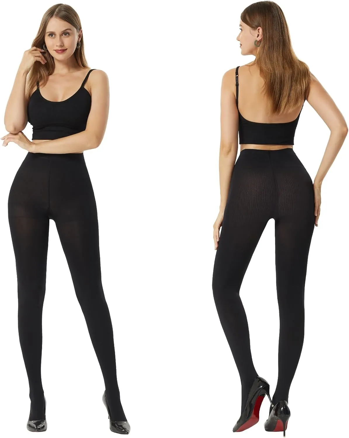 MANZI Super Opaque Tights for Women with Control-Top Blackout 2 Pairs
