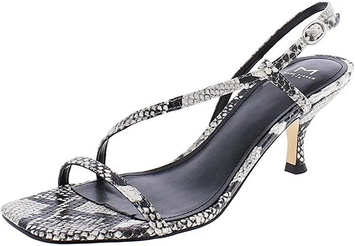 Marc Fisher Ltd. Women's Gove Strappy Snake-Embossed Kitten-Heel Sandals NATURAL MULTI LEATHER 8.5M