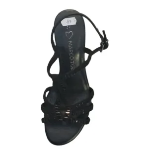 Marco Tozzi Black Beaded Block Heel Sandal