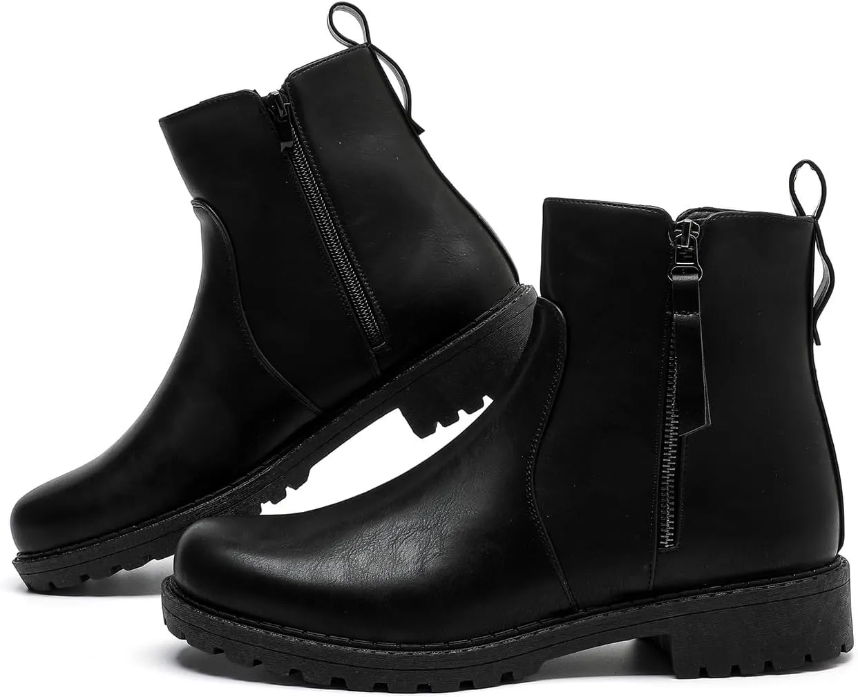 MEMON Women's Chelsea Boots Slip-on Fashion Low Heeled Booties for Women Casual Comfortable Black Ankle Booties Shoes