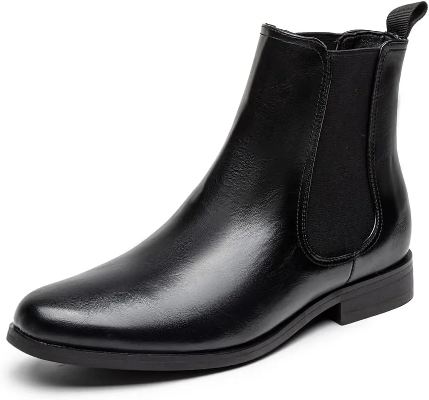 MEMON Women's Chelsea Boots Slip-on Fashion Low Heeled Booties for Women Casual Comfortable Black Ankle Booties Shoes