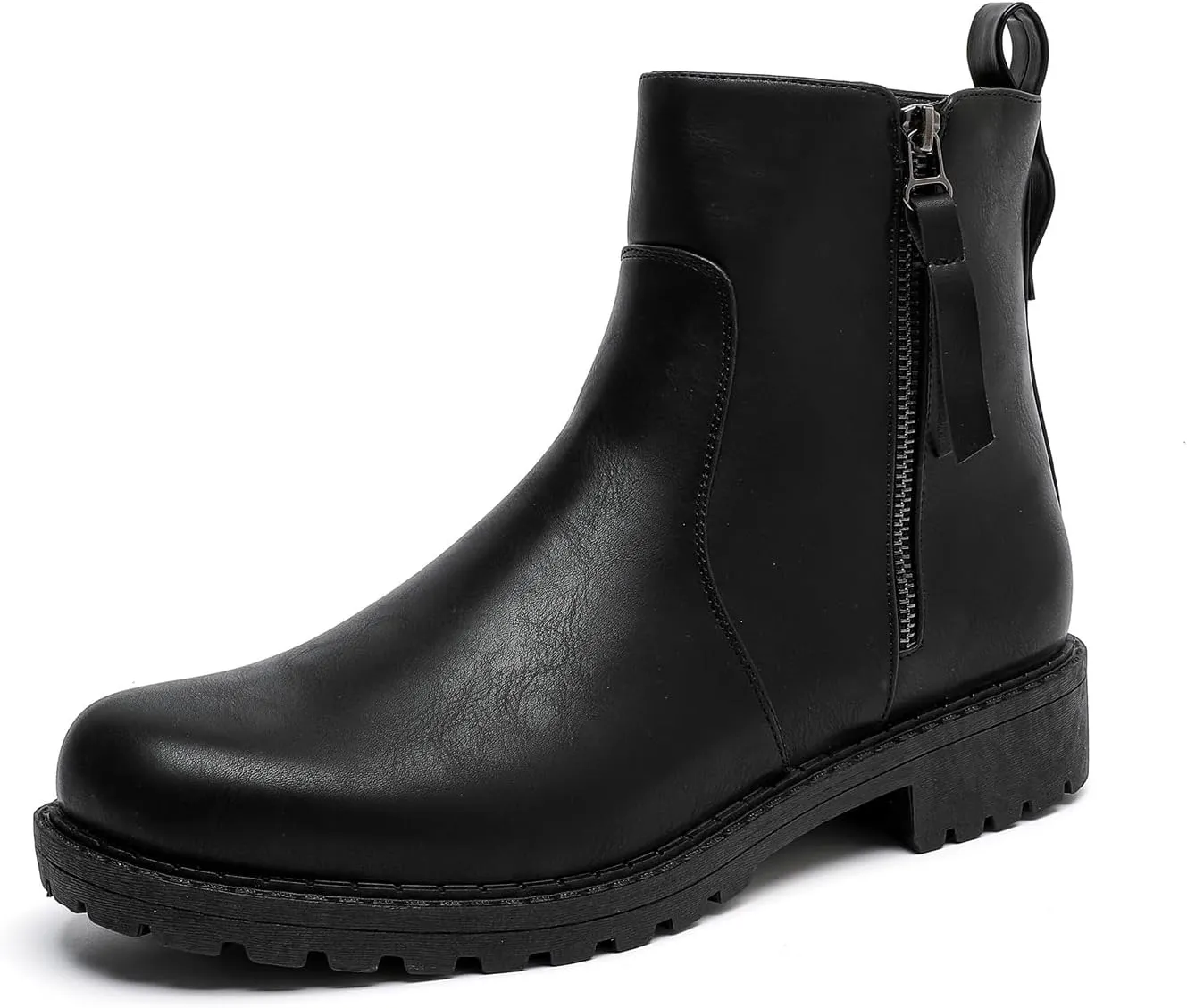 MEMON Women's Chelsea Boots Slip-on Fashion Low Heeled Booties for Women Casual Comfortable Black Ankle Booties Shoes