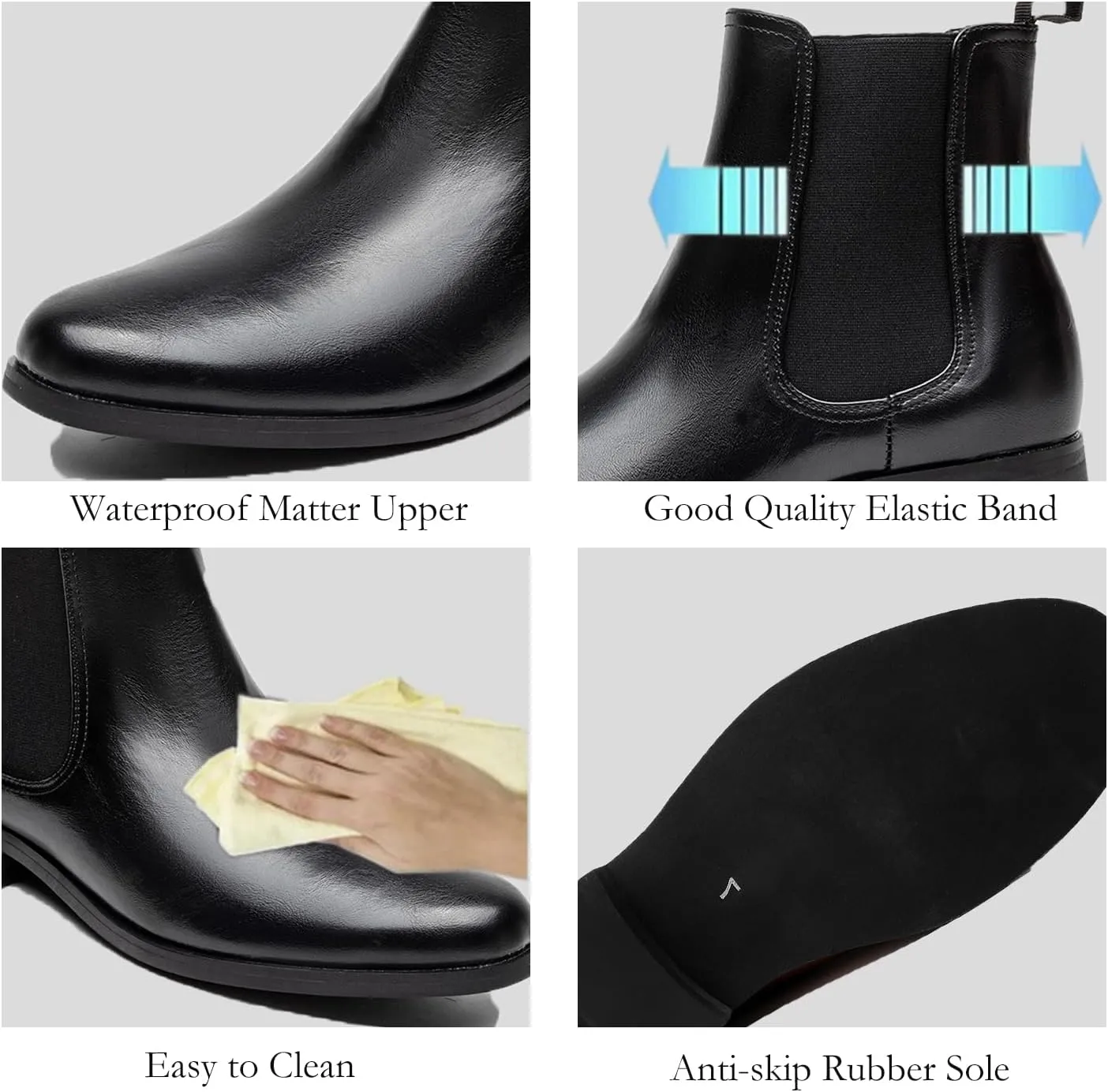 MEMON Women's Chelsea Boots Slip-on Fashion Low Heeled Booties for Women Casual Comfortable Black Ankle Booties Shoes