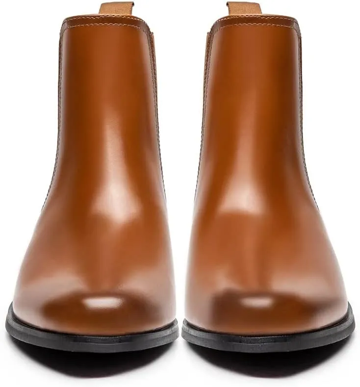 MEMON Women's Chelsea Boots Slip-on Low Heeled Booties for Women Casual Comfortable Ankle Booties Shoes