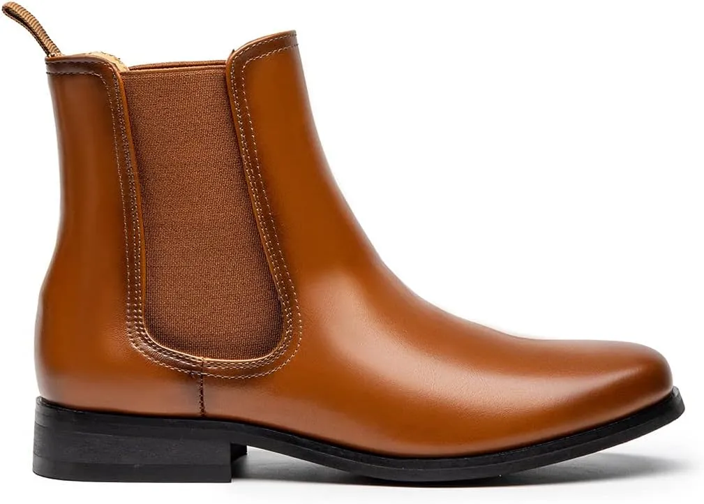 MEMON Women's Chelsea Boots Slip-on Low Heeled Booties for Women Casual Comfortable Ankle Booties Shoes