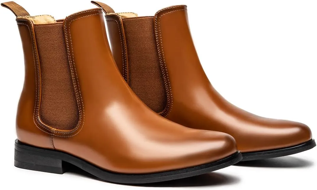 MEMON Women's Chelsea Boots Slip-on Low Heeled Booties for Women Casual Comfortable Ankle Booties Shoes