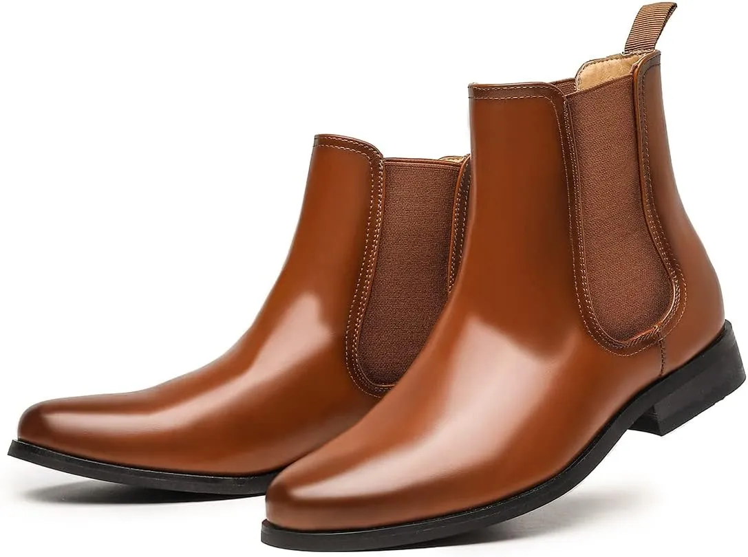 MEMON Women's Chelsea Boots Slip-on Low Heeled Booties for Women Casual Comfortable Ankle Booties Shoes