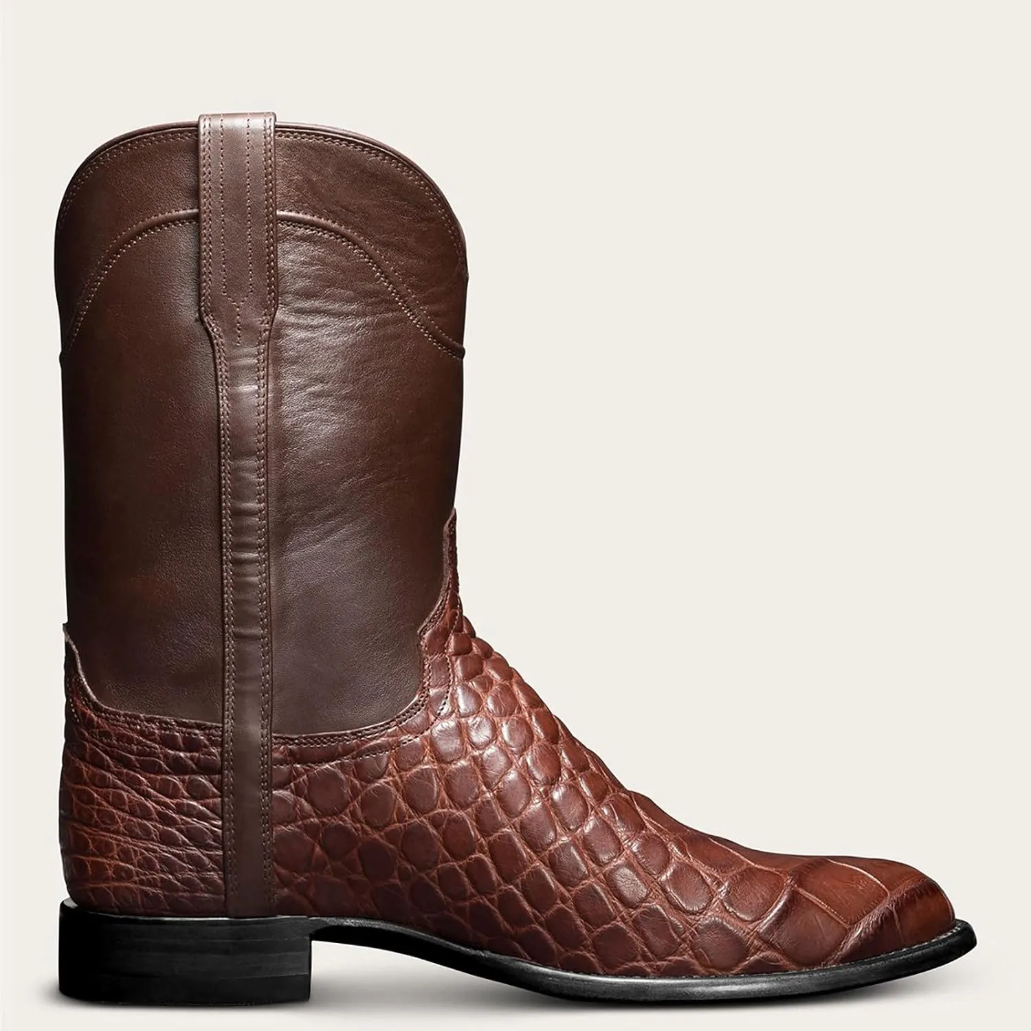 Men Boots Casual Work Boots Square Toe Low Heel Stitching Snake Print Boots Wide Calf Fashion Cowboy Boots