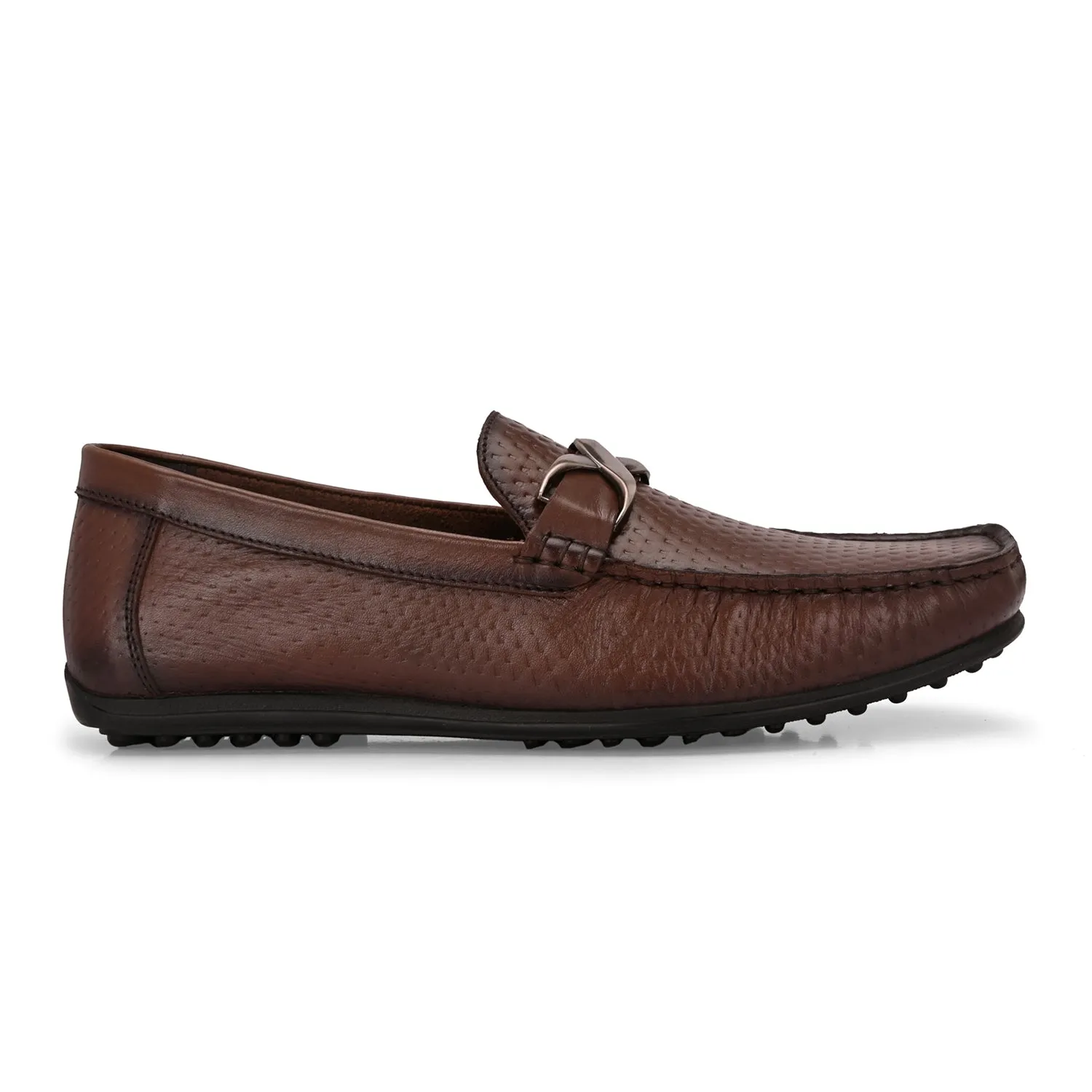 Men Premium Leather Brown Slip On Loafer (Globus-25)