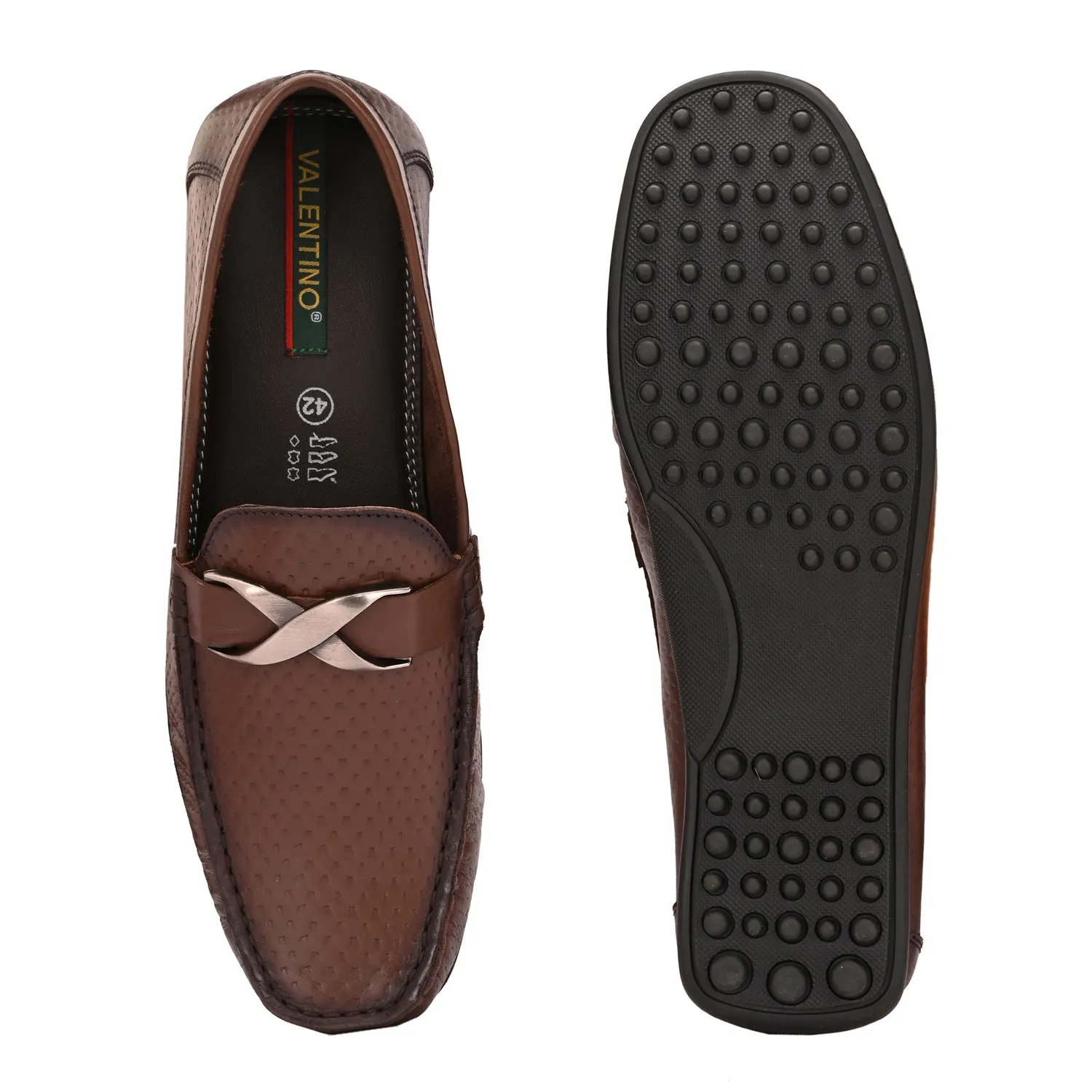 Men Premium Leather Brown Slip On Loafer (Globus-25)