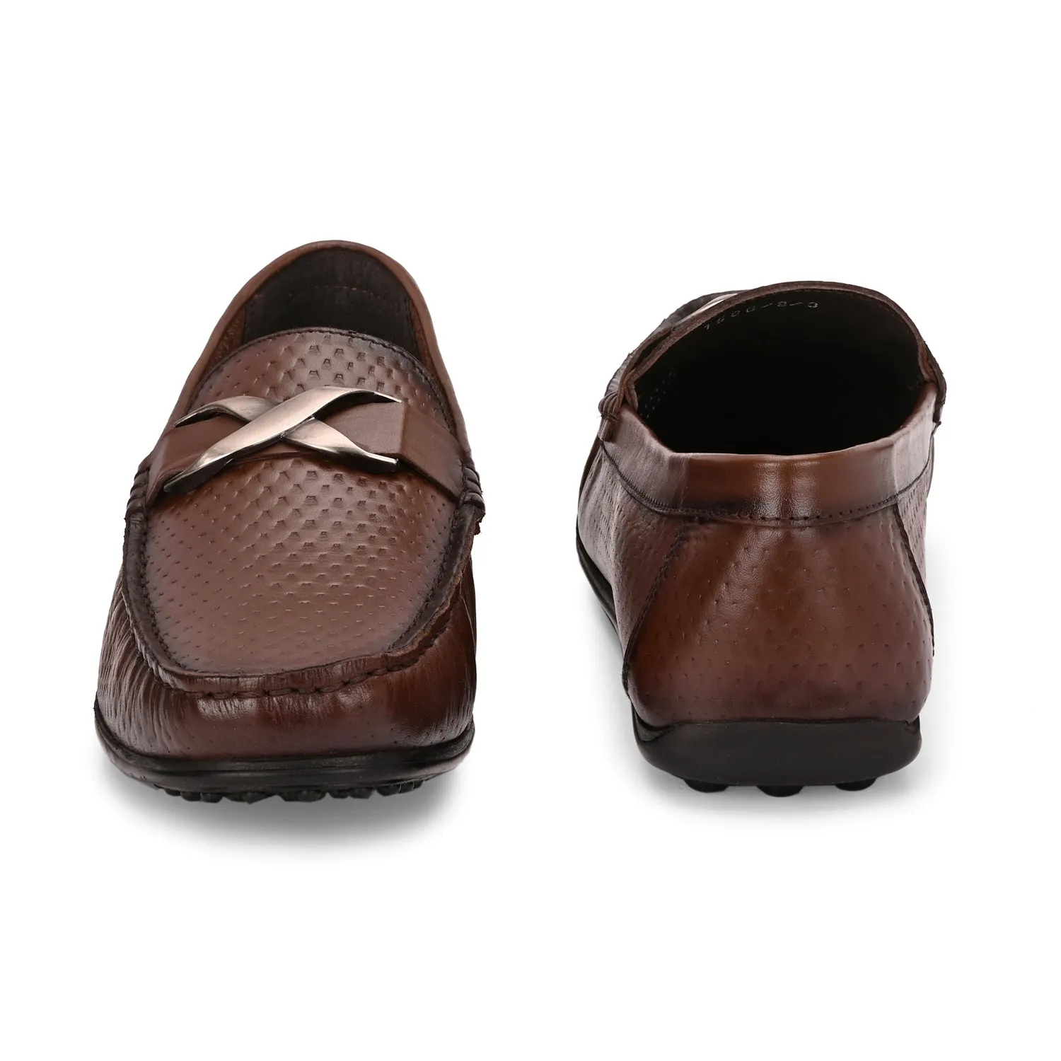 Men Premium Leather Brown Slip On Loafer (Globus-25)