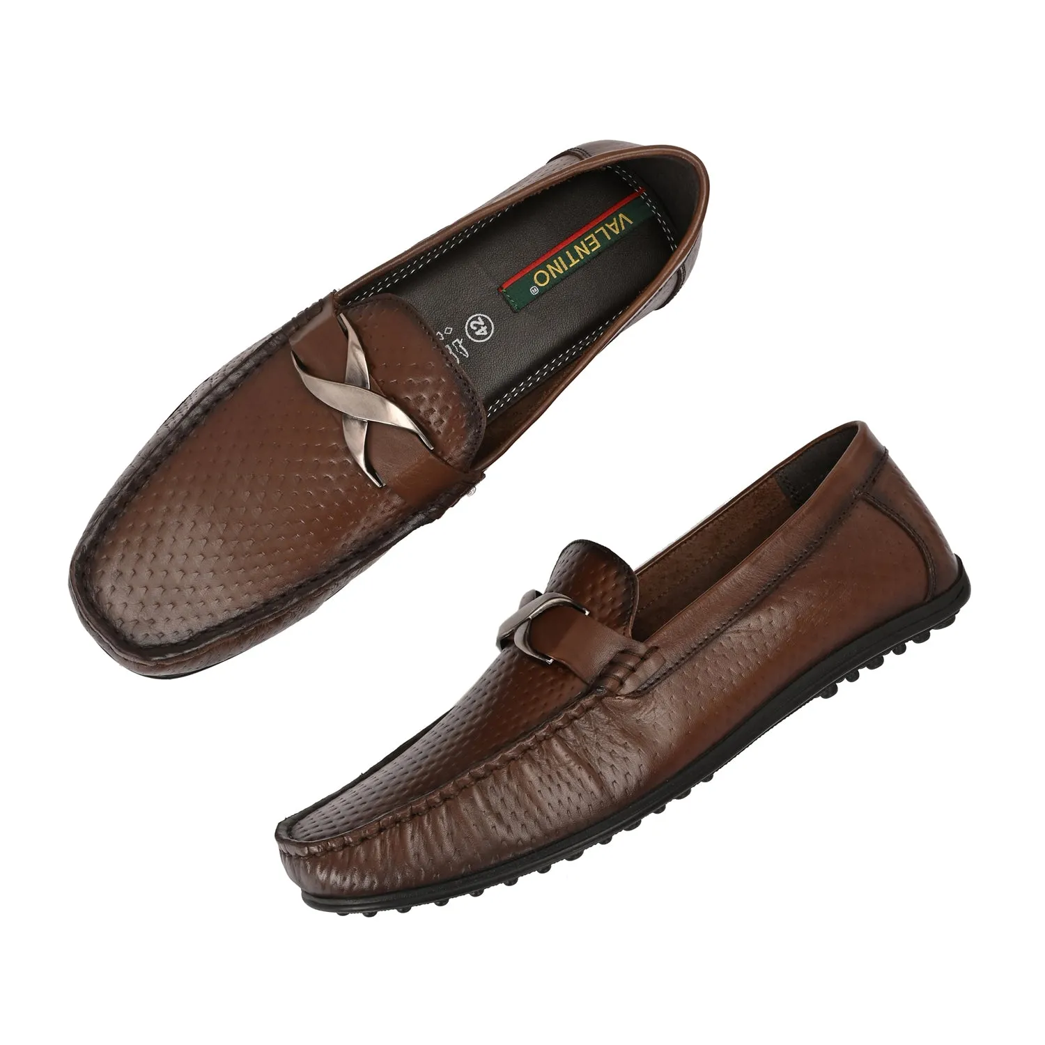 Men Premium Leather Brown Slip On Loafer (Globus-25)