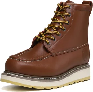 Men's 6" Soft Toe Leather Suretrack Slip/Oil Resistant Work Boots, Brown, 84994